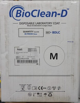Disposable Laboratory Coat, 831025, Size: M, Qty: 30