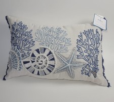 New Coastal Collection Pillow Beaded Starfish, Coral, Seashell Nautical Decor