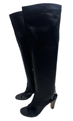 Chanel Sandals Boots 40 Knee High Thong Tango CC Logo High Heel Booties