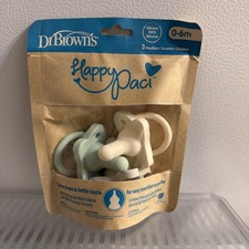 Dr Brown's Happy Paci 0-6m Pack of 3 Silicone Pacifiers Baby White Gray Green
