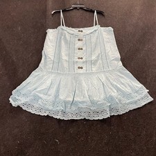 PILCRO Sleeveless Square-Neck Swing Mini Dress Women's Size L Blue