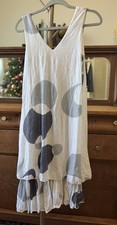 Tango Mango XS Tank Dress Long Flowy Lined Casual Feminine Travel White w Gray