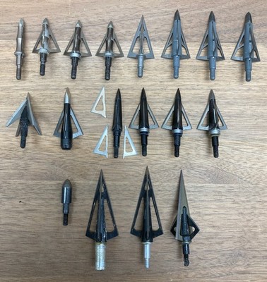 Archery broadheads mixed grain lot 15 complete + parts FREE CONUS SHIPPING