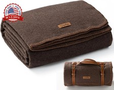 100 Wool Blanket, 62" x 86", Warm, Thick, Washable, Military Wool Blank