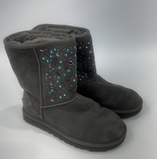 UGG Classic Suede Rhinestone Boots 1119102 Short Stud II - Women  s Size 5 - Gray