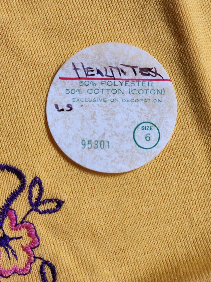 Conjunto Camisa Pantalones Niñas Vintage Nuevo Con Etiquetas Amarillo Verde Naranja Floral Mariposa Talla 6 Foto 4 de 4