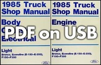 1985 Ford Truck Werkstatthandbuch 5Er Set USB F150 F250 F350 Bronco Van Service