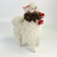 Vintage Real Alpaca Plush Stuffed Animal With Natural Fur Peruvian Style