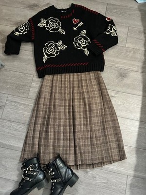 90er Vintage Karo Plisseerock von Holmewood 14-16 Claudia Traitors Vibes!