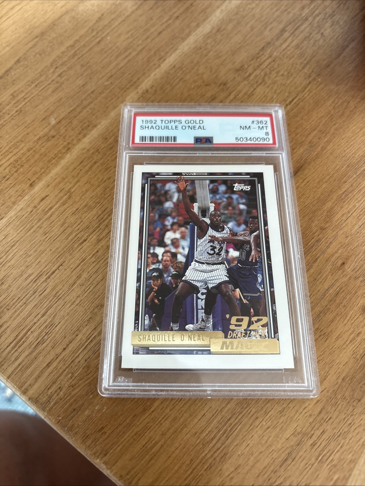 1992 TOPPS GOLD #362 SHAQUILLE O'NEAL PSA 8 view 1