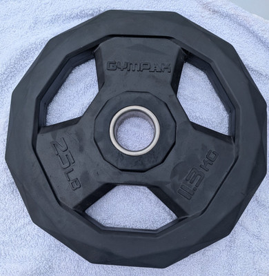 Gympak Set of Two 25 LB 11.3 KG Olympic Rubber Grip Weight Plates, pair of 25 LB