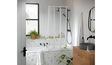 1400x840mm Folding Bath Shower Screen White Bathroom Waterproof Enclosure