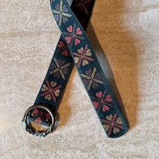 Hippie Belt Bechelli Vintage 60's velvet embroidered boho belt 41 inches NICE