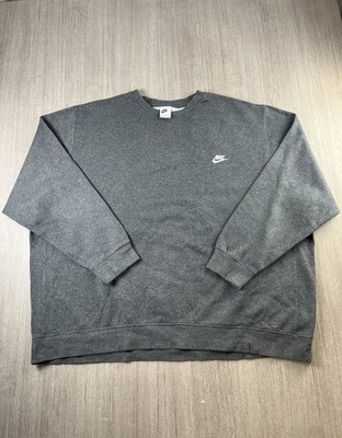 Nike Sweatshirt Rundhals bestickt Swoosh Logo Vintage grau Herren 4XL