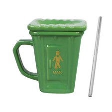 Toilet Mug Ceramic Design 400ml Capacity Includes Detachable Drinking Straw