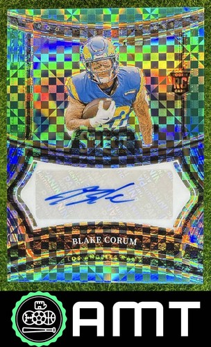 Blake Corum RC Auto 2024 Panini Select 3/5 Rookie Green Prizm Rams