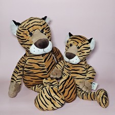 Two Russ Berrie Tigers, plush 18ins and 12 ins excellent condition beany bottoms