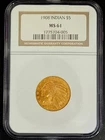 NGC MS61 1908 Indian $5 Gold Eagle 0.2419 Oz Gold US Coin 1775704-005