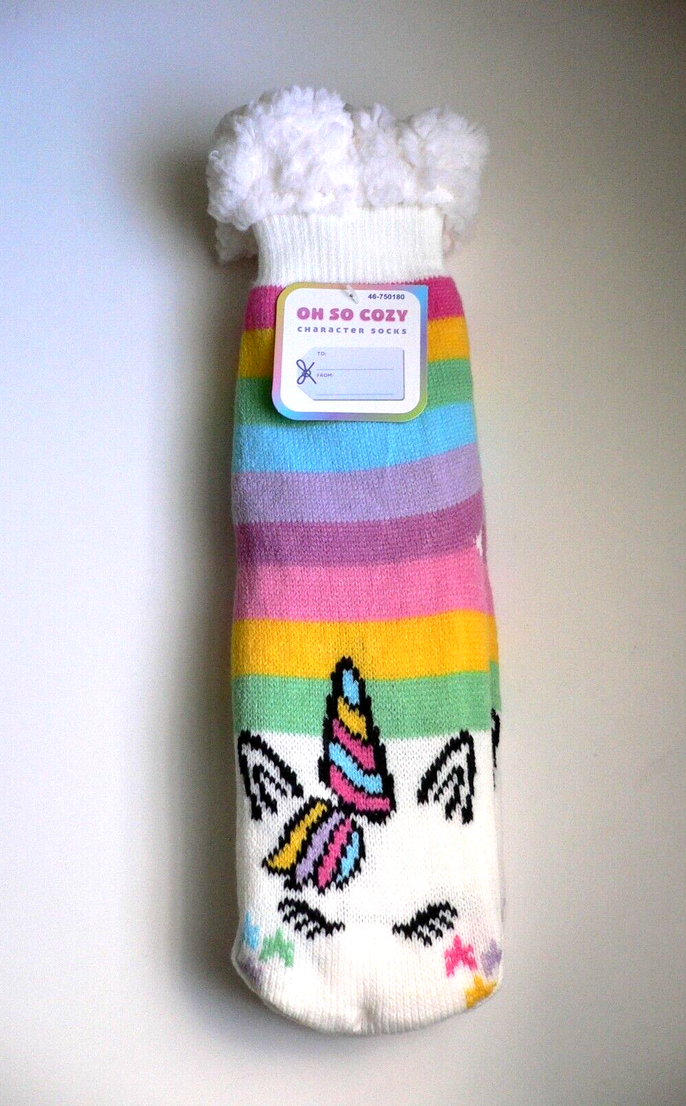 SAOLA Calze pantofole colorate UNICORNO antiscivolo foderate metà polpaccio suola S M 8 25" Nuove con etichette