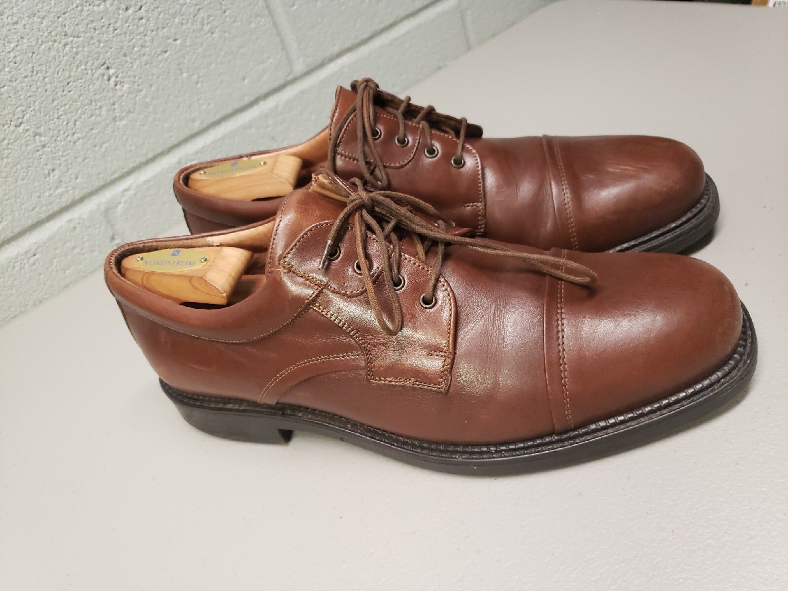 SAOLA Bostonian Cap Toe Oxfords scarpe uomo taglia 10 M pelle marrone