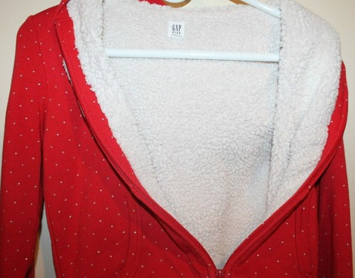 Gap Zip up Hoodie / Coat Girl's Size 10 L Red Color Sherpa Lined Pre Owned - Picture 4 of 4