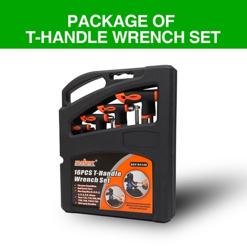16 Piece T-Handle Allen wrench Set Long Arm Ball End Hex Key Torx Star Key Set - 第 9/9 張圖片