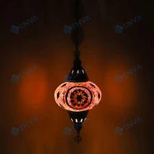 Turkish Moroccan Glass Mosaic Ceiling Hanging Chandelier Light Lamp Large Globe