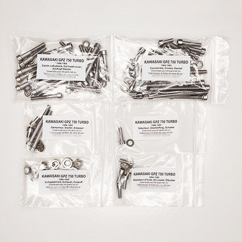 Kit vis GPZ 750 Turbo Kawasaki pour remplacer les vis de carter grippées