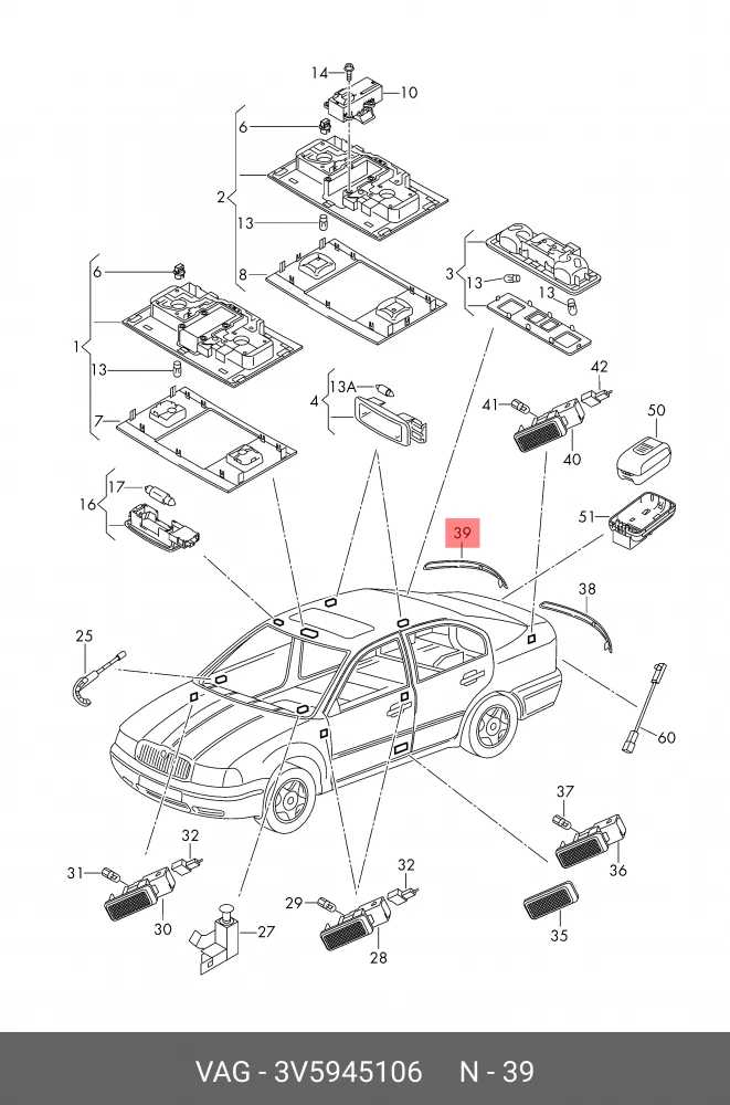 Skoda Superb III Red Rear Bumper Reflector Cover Right 2015 Onword 3V5945106 - Picture 2 of 7