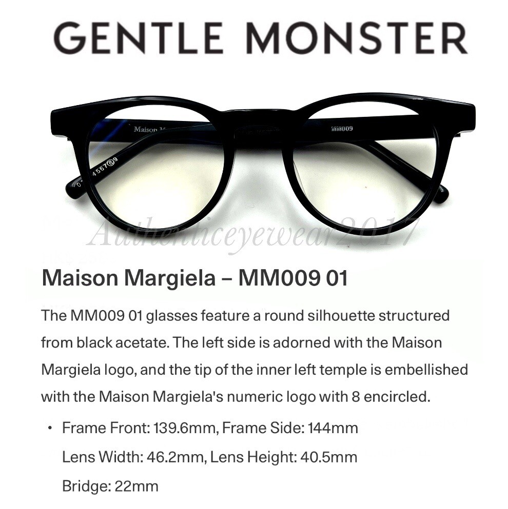 2024 GM Eyeglasses Only MM009 01 Maison Margiela Black Frame Clear 