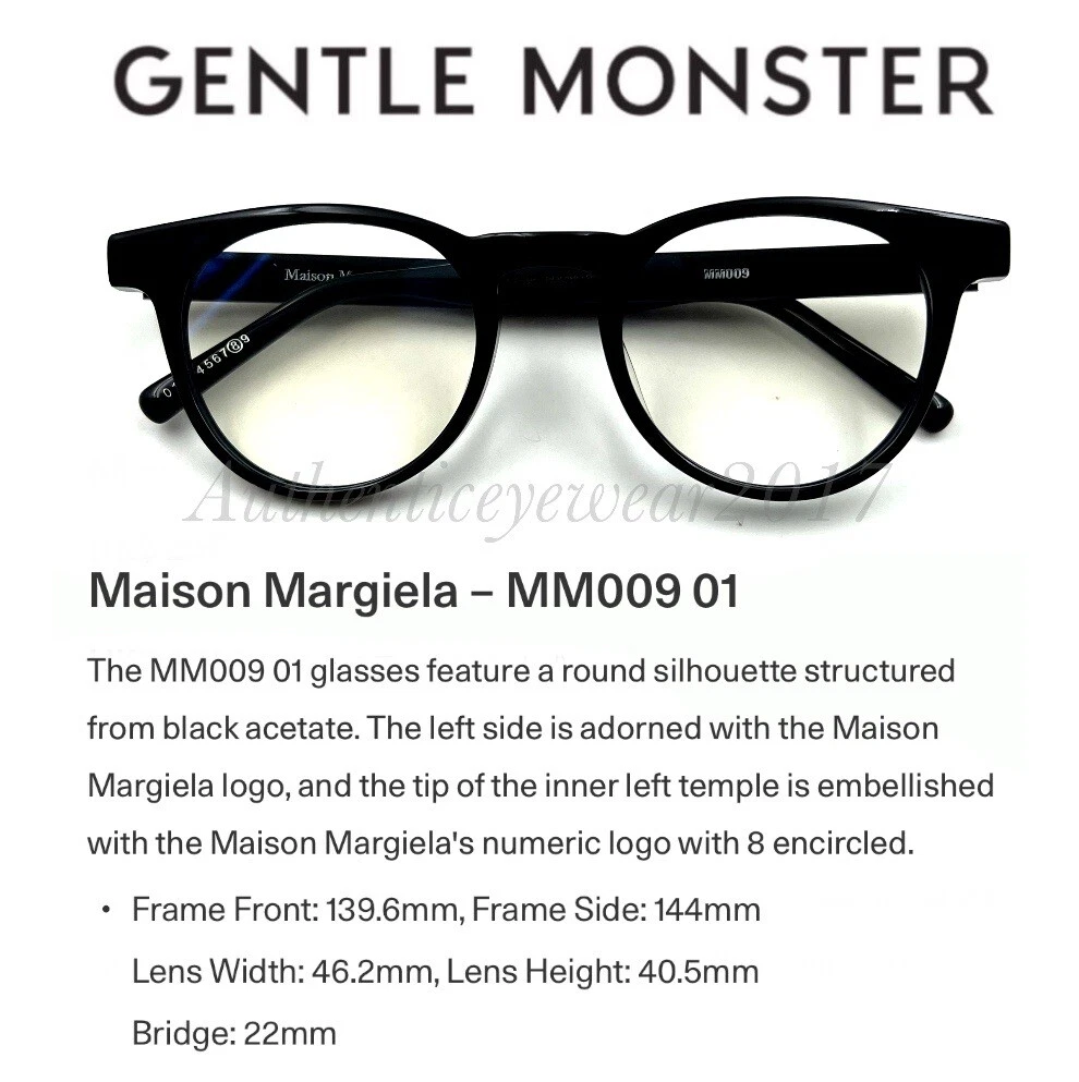 2024 GM Eyeglasses Only MM009 01 Maison Margiela Black Frame Clear 