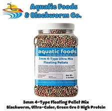 3mm 4-Type Ultra Mix, High Protein Floating Koi & Aquarium Fish Pellets. JAR