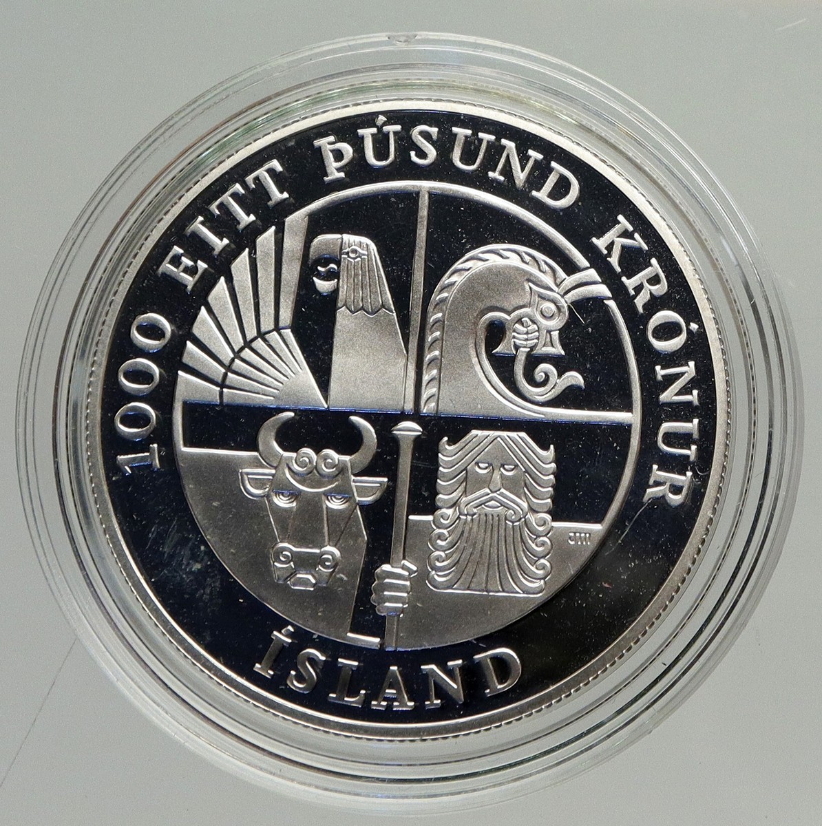 2000 ICELAND Leif Ericsson VIKINGS Vintage Proof Silver 1000