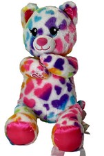 Build-A-Bear Rainbow Hearts Hugs Kitty Cat Plush Stuffed Animal No Sound 2018