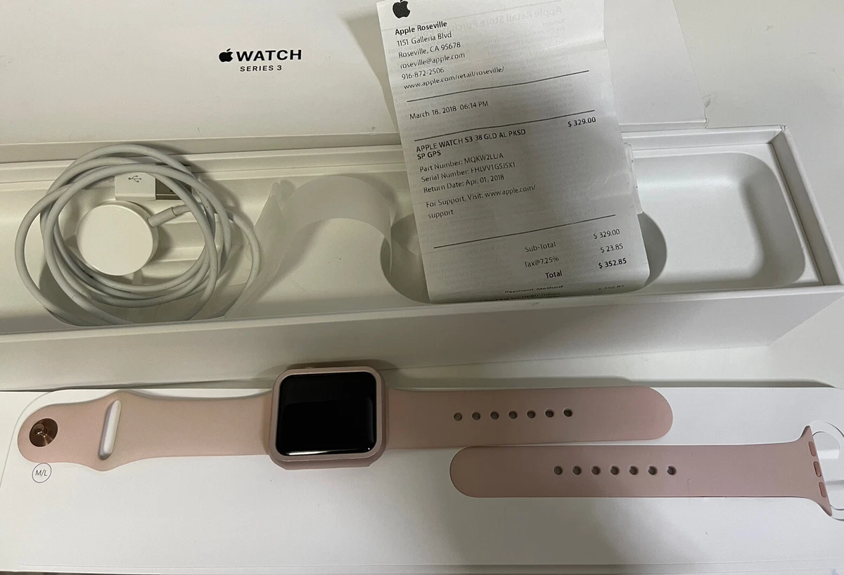 Apple Watch Series 3 38mm Rose Gold Aluminium Case w/ Pink Sand Sport Band (GPS)