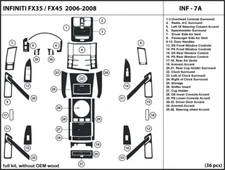 interior Real Carbon Fiber Dash Trim Kit for Infiniti FX35 / FX45 2006-2008