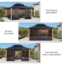 PURPLE LEAF 12'X14' Patio Hardtop Gazebo Outdoor Screen House Aluminum Solarium