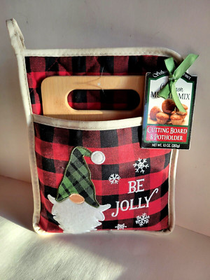 Cutting Board, Cinnamon Muffin Mix & Potholder Christmas Gift Set