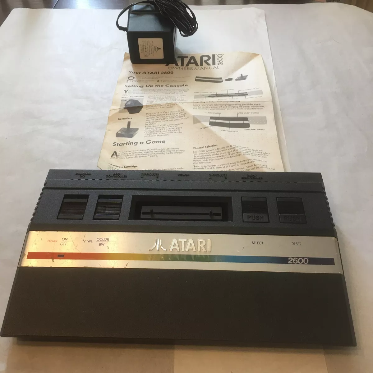 Atari 2600 Console Retro Gaming Includes Manual Power Cable and