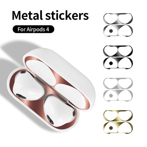 For Apple AirPods 4 4th Gen Case Anti Dust Sticker Metal Decal Skin Protector - 第 2/14 張圖片