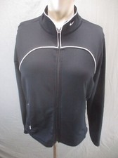 NIKE FIT DRY Size M 8-10 Womens Black Full Zip Pocket Fitted Track Jacket 216