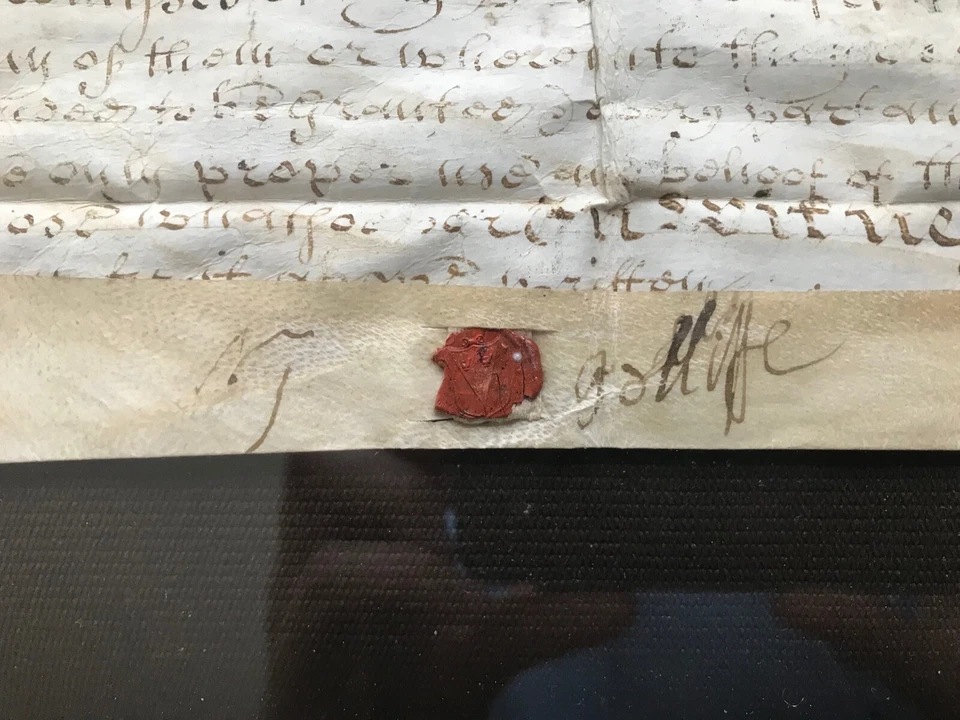 MID 18TH C BRITISH INDENTURE 1753 LAND TITLE LG VELLUM DOC, 1 SIGNED WAX SEAL - Image 3 of 4