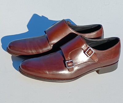 Paul Evans Poitier Double Monk Strap Chocolate Brown Mens Size