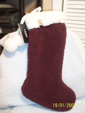 UGG Christmas Stocking Burgundy  White New With Tag