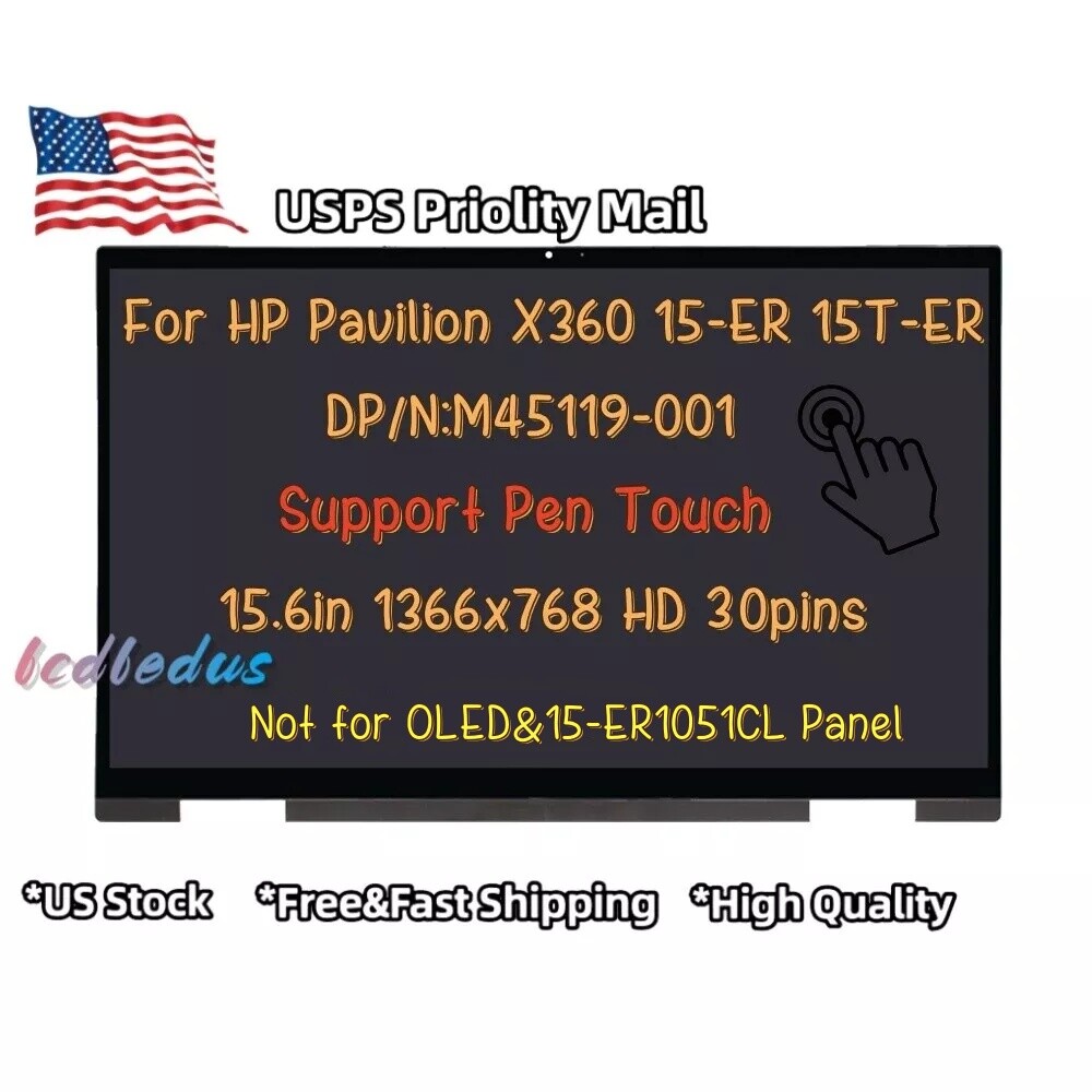 15.6'' For HP Pavilion X360 15T-ER000 15T-ER200 LCD Touch Display Screen w/Bezel