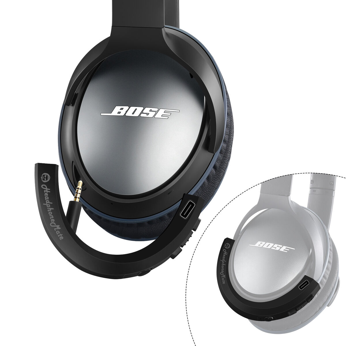 Bose QuietComfort 45 Bluetooth Wireless Noise Cancelling Headphones Bundle  with Adapters and Cables - Over Ear, Black