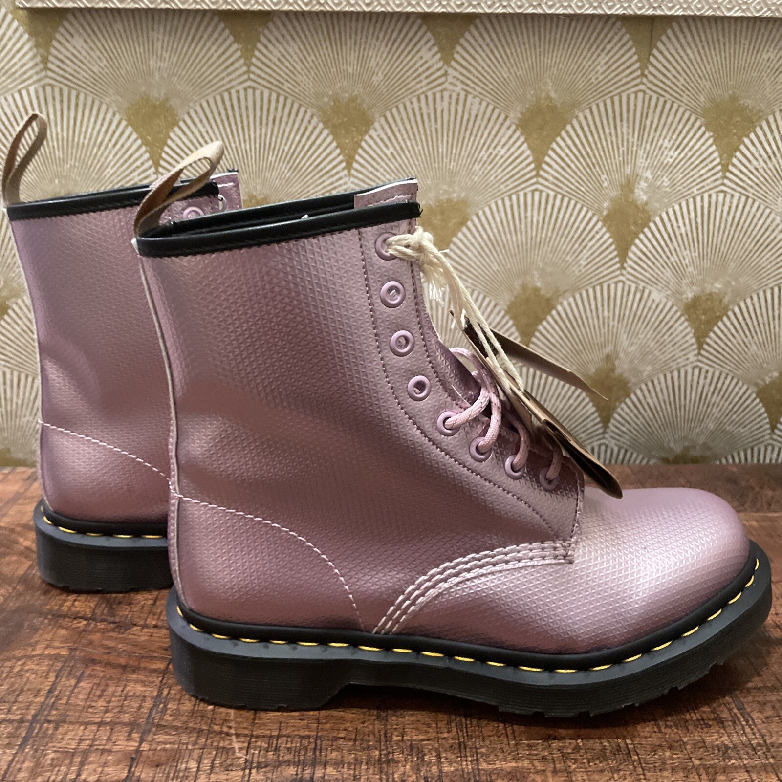 DR. MARTENS 1460 Vegan Women’s Aluminix Embossed Combat Boot Size 8 New Pink image 8