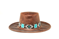Beaded Western Hat Band Fit Cowboy Cowgirl Hatband South West Brown