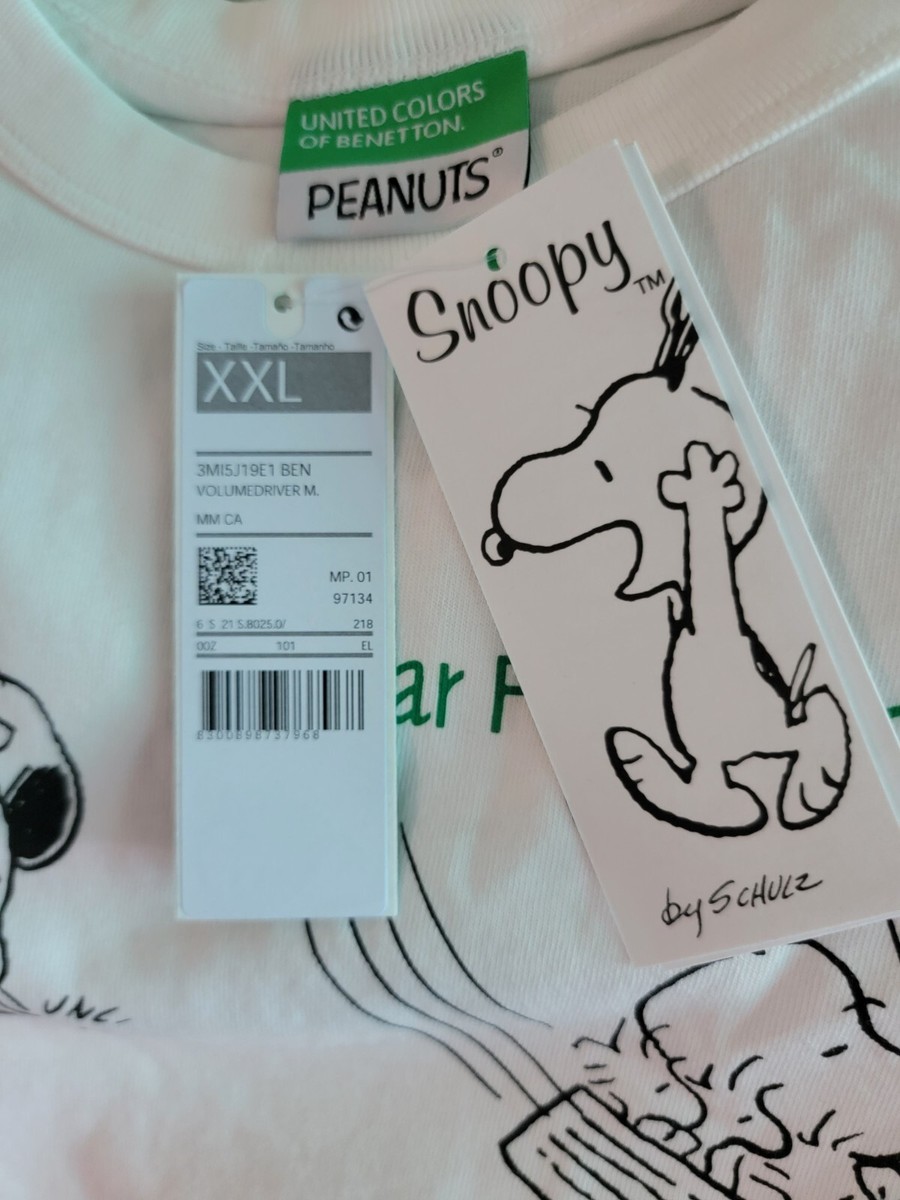 サモア Benetton Snoopy Mens Shirt XXL White NWT Charlie Brown Benetton