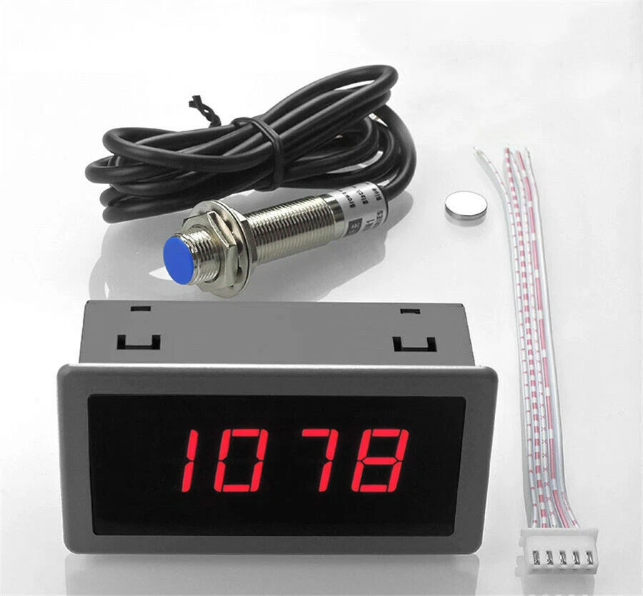 4 Digital LED Tachometer RPM Speed Meter 10-9999RPM+Hall Proximity Switch - Image 2 of 4
